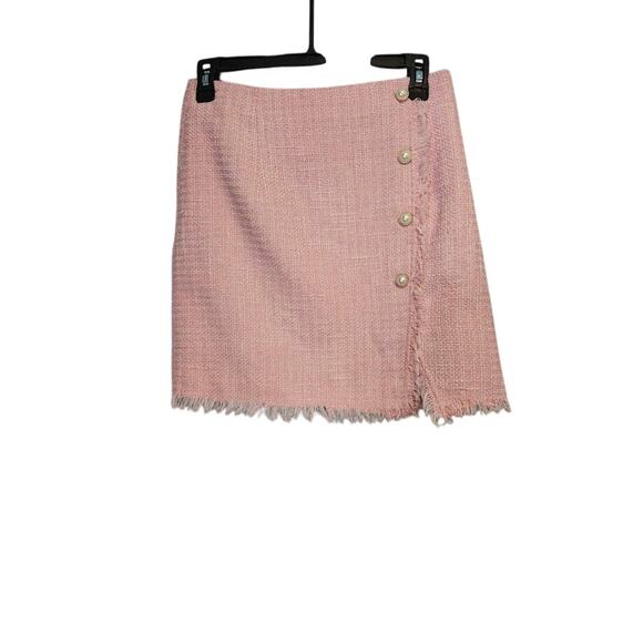 Blue Rain Wmn Pink S Tweed Mini Skirt Barbie Light Academia Preppy Classic Pearl - Picture 8 of 8